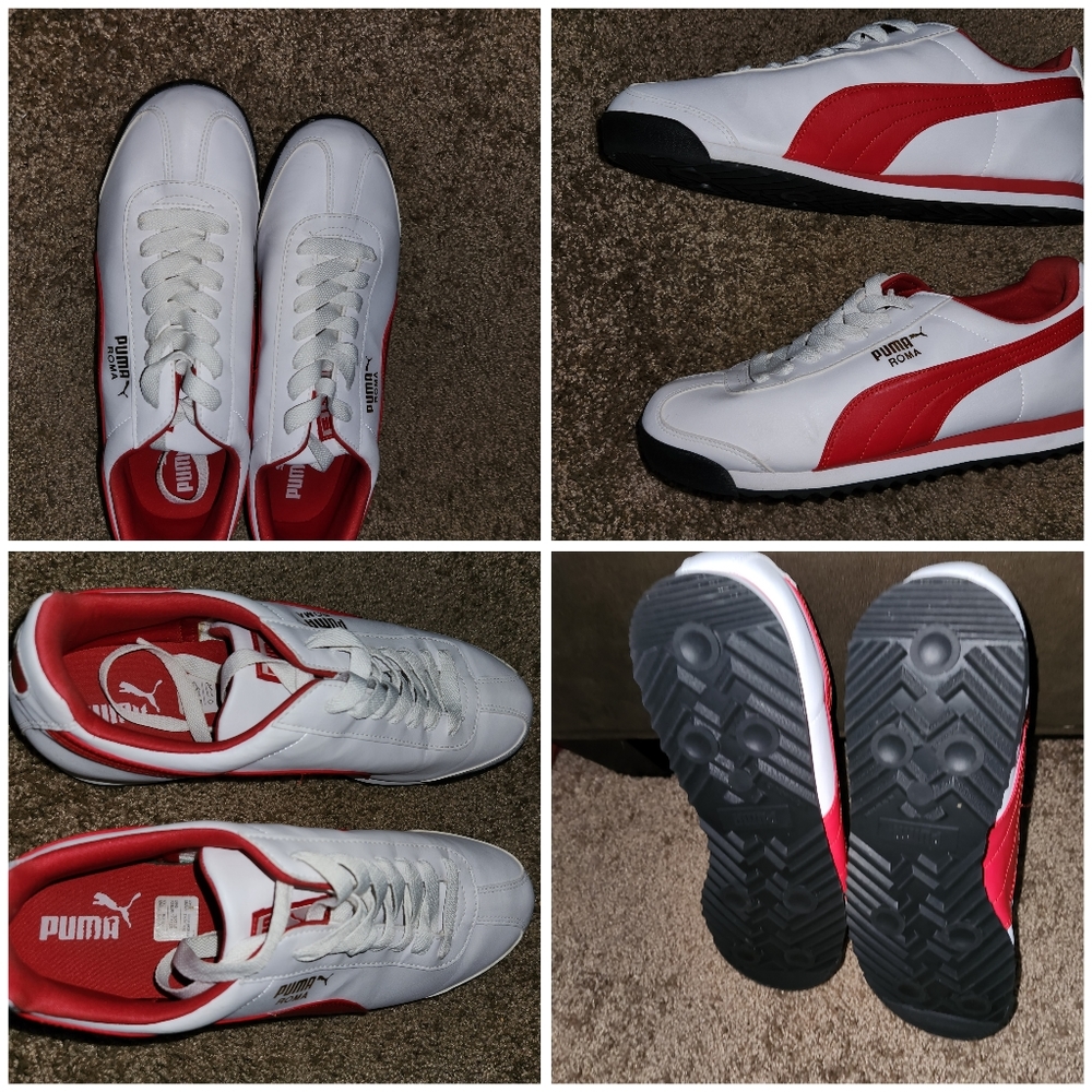 Puma Roma Size 12 men shoe white red